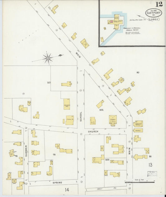 Sanborn Fire Insurance Map from Eastport, Washington County, Maine (1898), Sheet #0012 - Historic Sanborn Fire Insurance Map Print, vintage old map wall art, antique decor, genealogy gift, Maine Maine map
