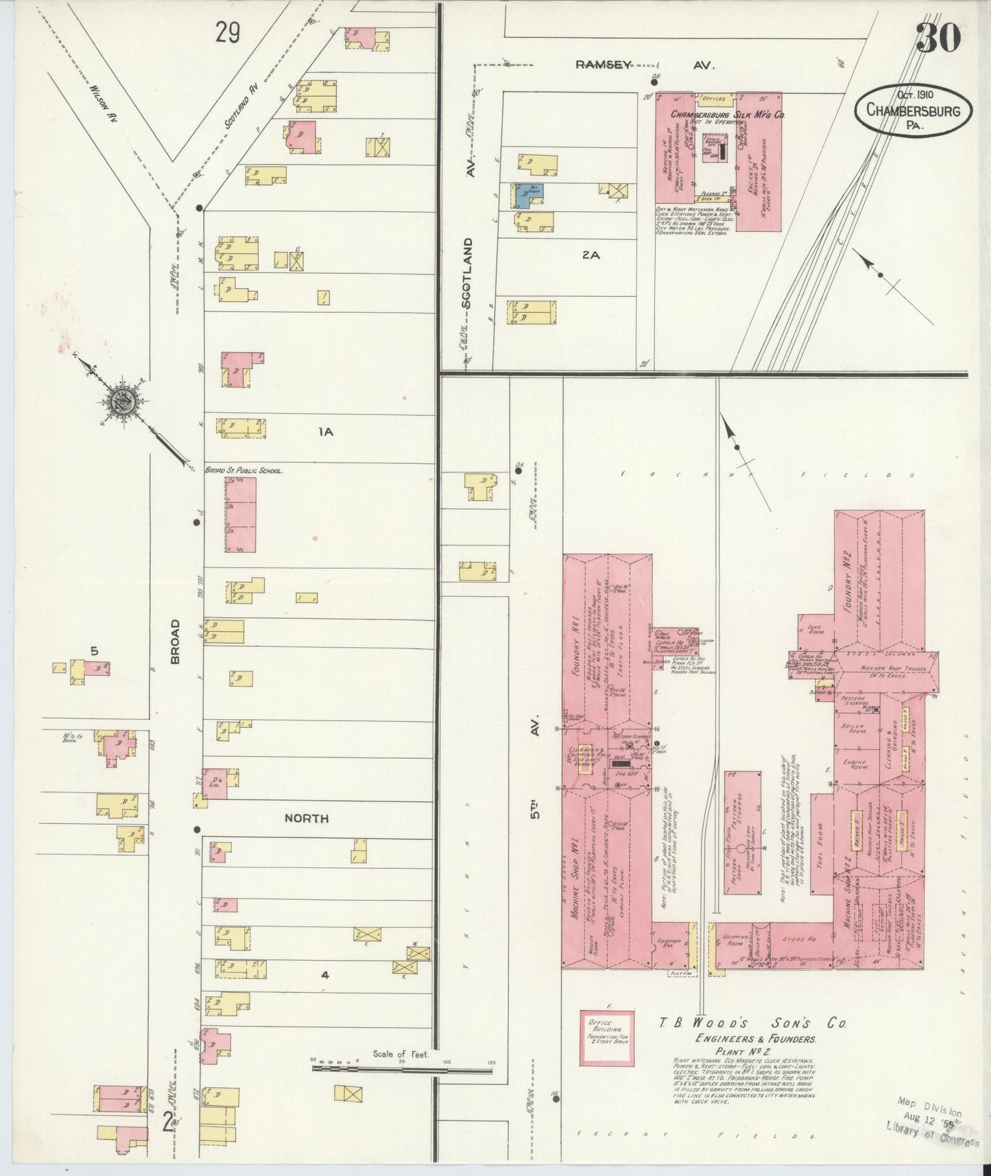 Sanborn Fire Insurance Map from Chambersburg, Franklin County, Pennsylvania (1910), Sheet #0030 - Historic Sanborn Fire Insurance Map Print, vintage old map wall art, antique decor, genealogy gift, Pennsylvania Pennsylvania map