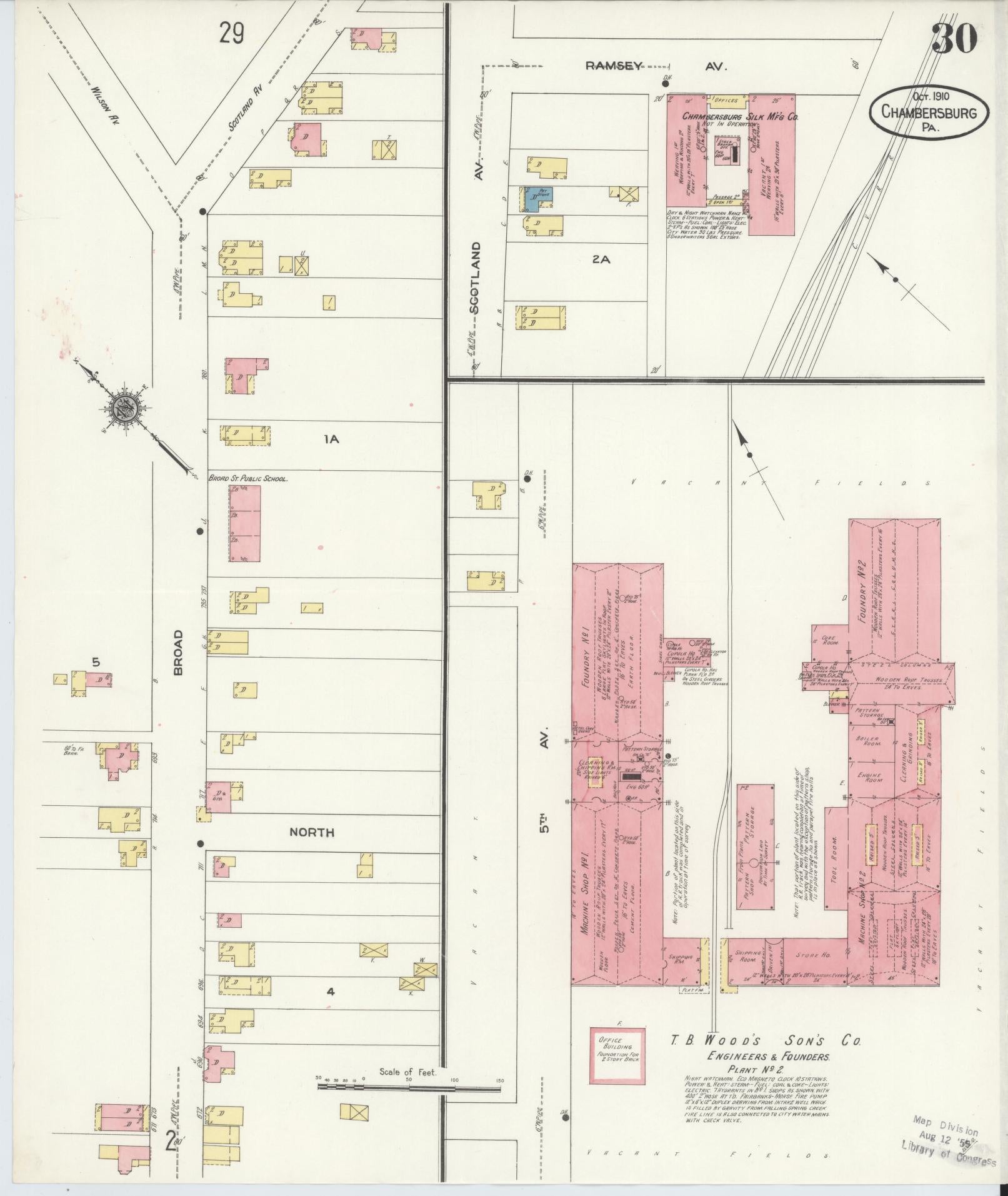 Sanborn Fire Insurance Map from Chambersburg, Franklin County, Pennsylvania (1910), Sheet #0030 - Historic Sanborn Fire Insurance Map Print, vintage old map wall art, antique decor, genealogy gift, Pennsylvania Pennsylvania map