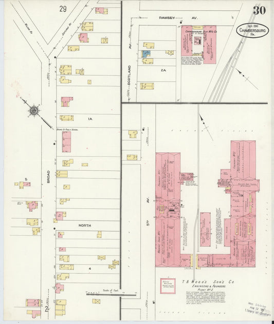 Sanborn Fire Insurance Map from Chambersburg, Franklin County, Pennsylvania (1910), Sheet #0030 - Historic Sanborn Fire Insurance Map Print, vintage old map wall art, antique decor, genealogy gift, Pennsylvania Pennsylvania map