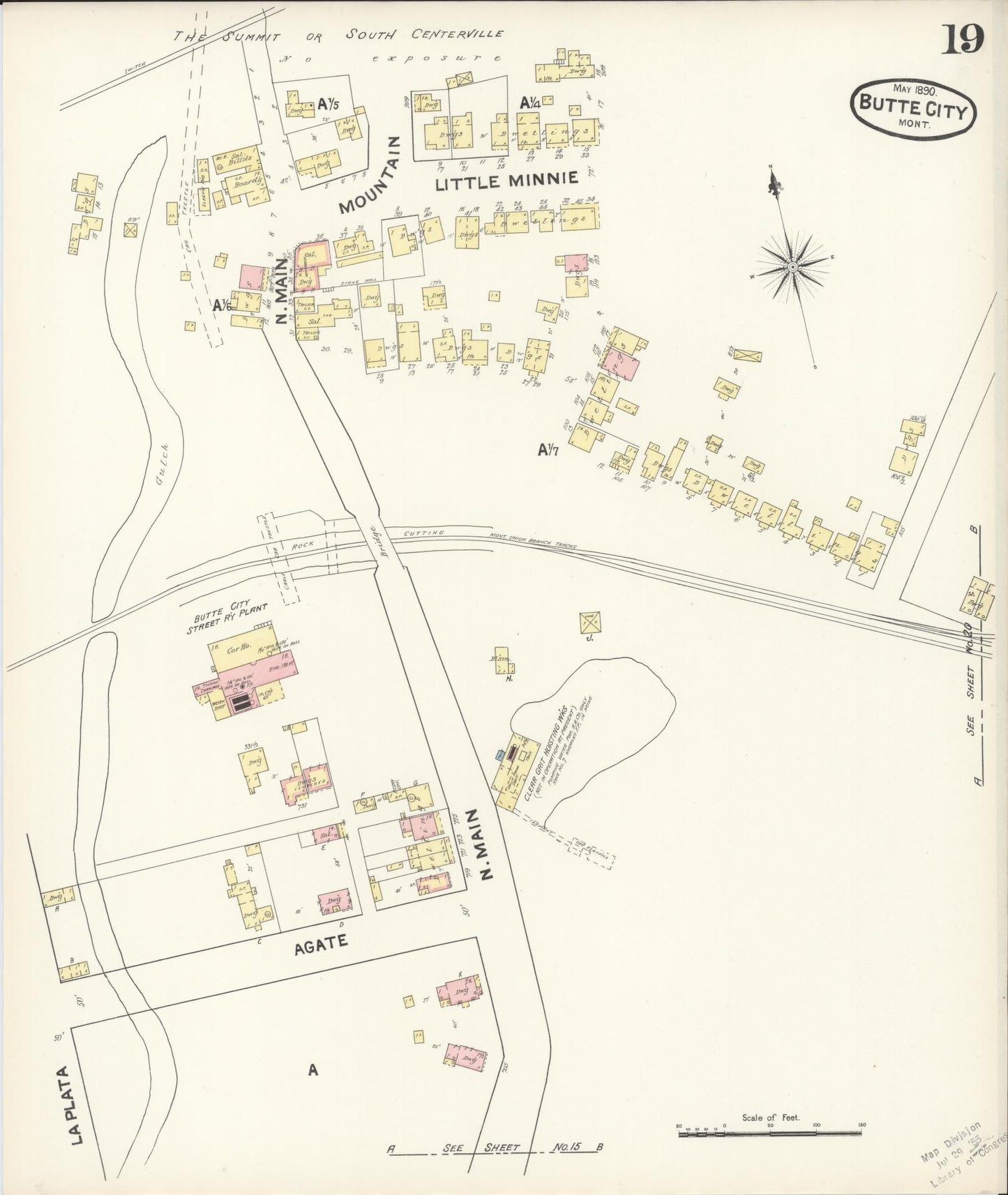 Sanborn Fire Insurance Map from Butte, Silver Bow County, Montana (1890), Sheet #0019 - Complete Map Set gallery image, historic Sanborn map, vintage wall art, Montana Montana