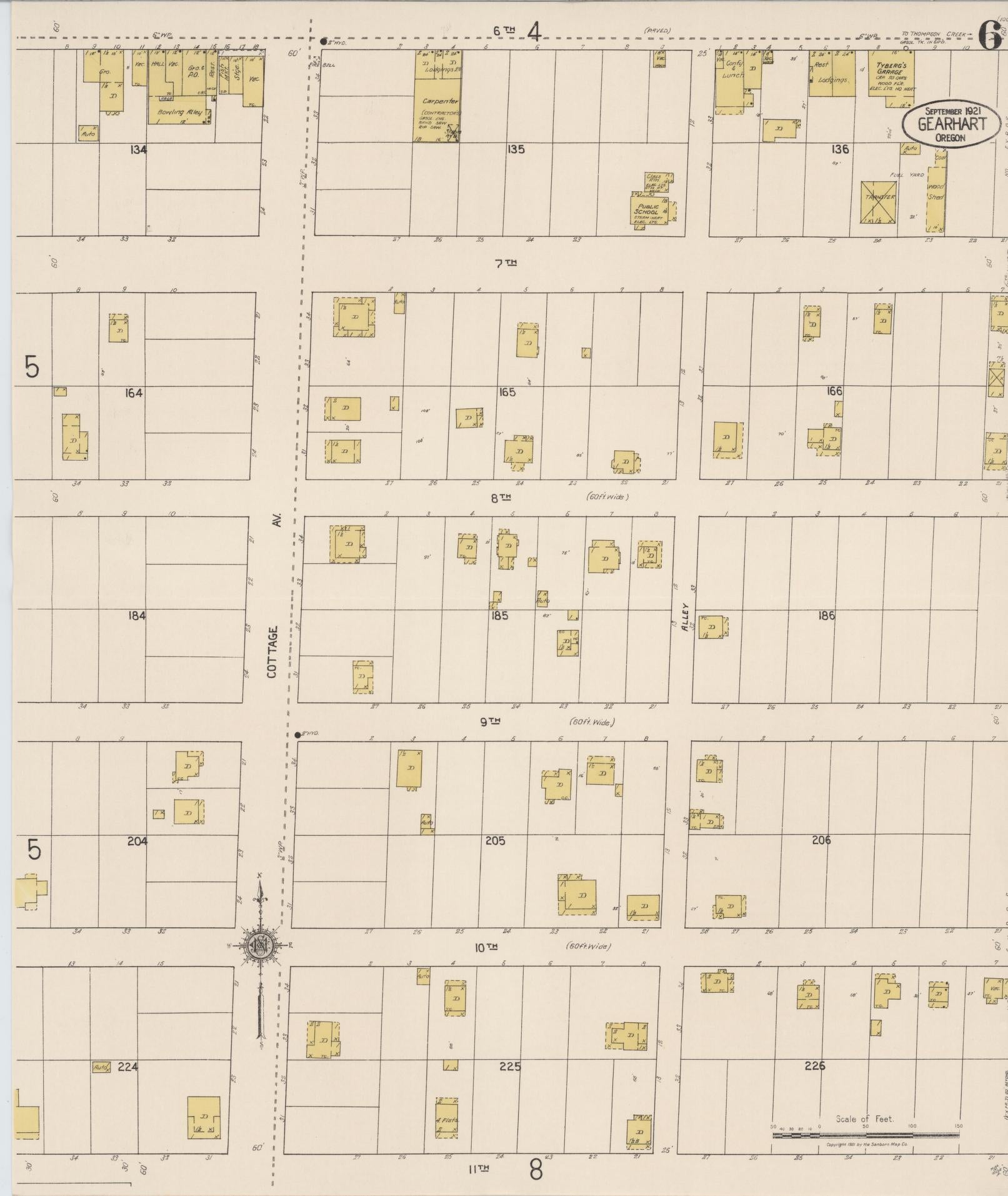 Sanborn Fire Insurance Map from Gearhart, Clatsop County, Oregon (1921), Sheet #0006 - Complete Map Set gallery image, historic Sanborn map, vintage wall art, Oregon Oregon