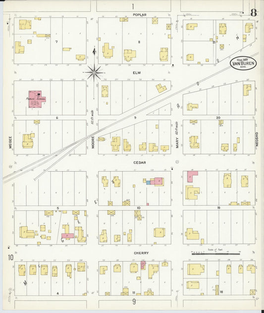 Sanborn Fire Insurance Map from Van Buren, Crawford County, Arkansas (1909), Sheet #0008 - Historic Sanborn Fire Insurance Map Print, vintage old map wall art, antique decor, genealogy gift, Arkansas Arkansas map