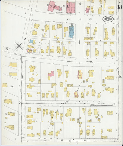 Sanborn Fire Insurance Map from Red Wing, Goodhue County, Minnesota (1902), Sheet #0013 - Historic Sanborn Fire Insurance Map Print, vintage old map wall art, antique decor, genealogy gift, Minnesota Minnesota map