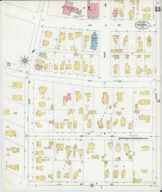 Sanborn Fire Insurance Map from Red Wing, Goodhue County, Minnesota (1902), Sheet #0013 - Historic Sanborn Fire Insurance Map Print, vintage old map wall art, antique decor, genealogy gift, Minnesota Minnesota map