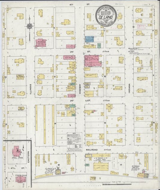 Sanborn Fire Insurance Map from De Land, Piatt County, Illinois (1910), Sheet #0001 - Historic Sanborn Fire Insurance Map Print, vintage old map wall art, antique decor, genealogy gift, Illinois Illinois map