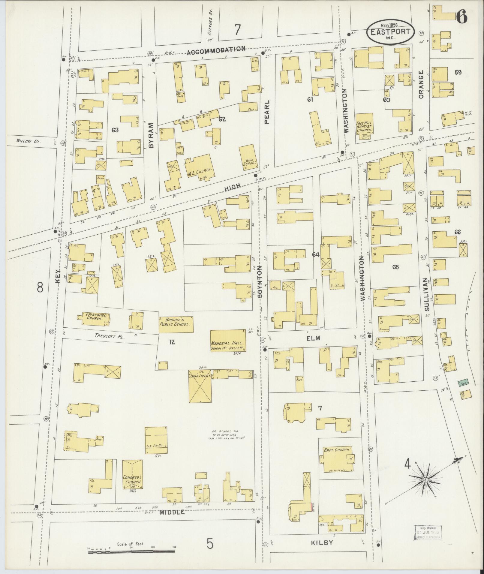 Sanborn Fire Insurance Map from Eastport, Washington County, Maine (1898), Sheet #0006 - Complete Map Set gallery image, historic Sanborn map, vintage wall art, Maine Maine