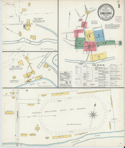 Sanborn Fire Insurance Map from Cobleskill, Schoharie County, New York (1904), Sheet #0001 - Historic Sanborn Fire Insurance Map Print, vintage old map wall art, antique decor, genealogy gift, New York New York map