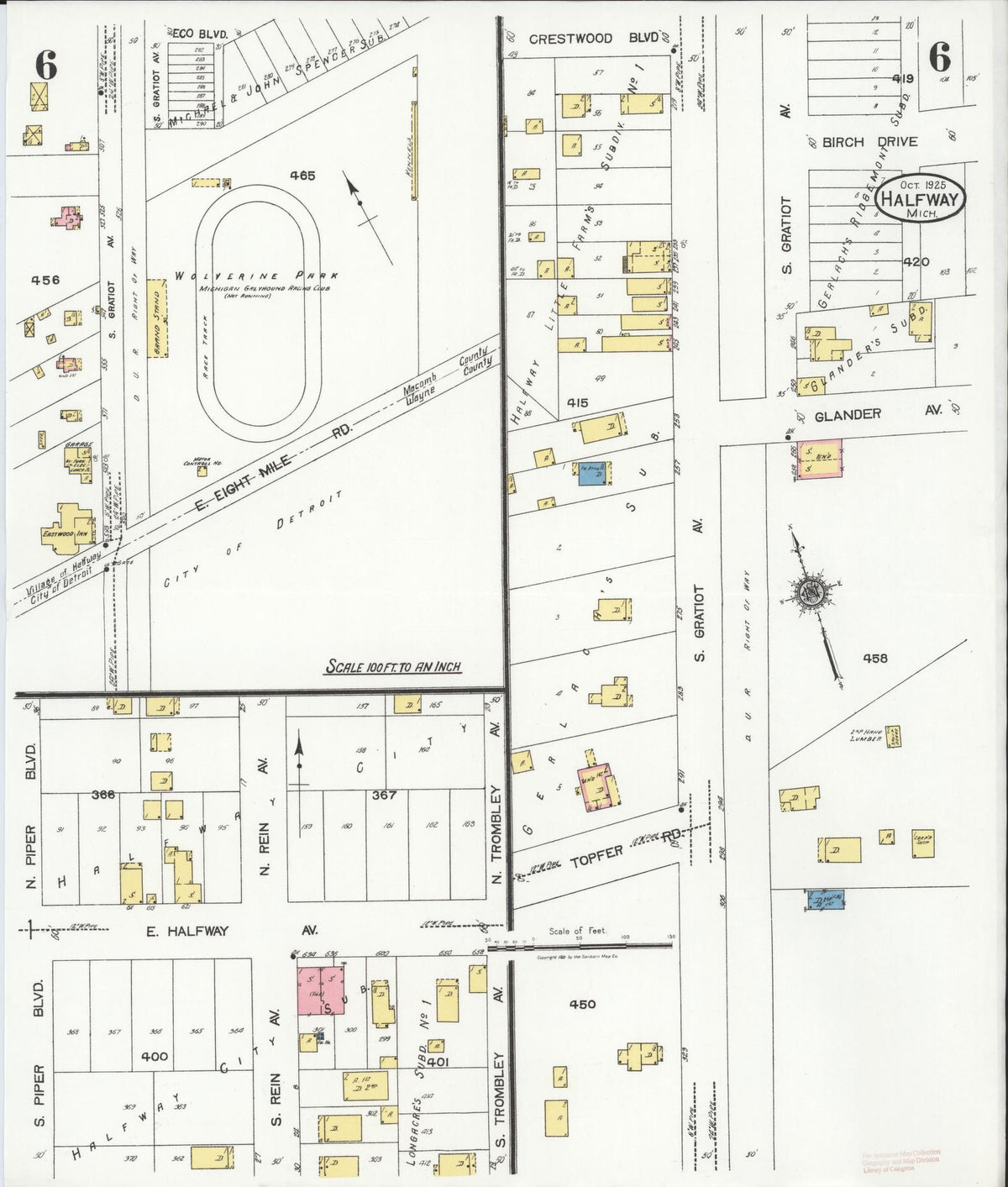 Sanborn Fire Insurance Map from Halfway, Macomb County, Michigan (1925), Sheet #0006 - Historic Sanborn Fire Insurance Map Print, vintage old map wall art, antique decor, genealogy gift, Michigan Michigan map