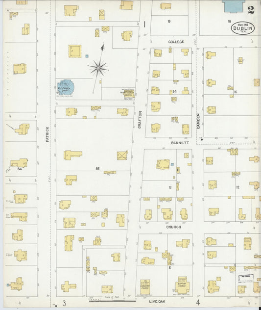 Sanborn Fire Insurance Map from Dublin, Erath County, Texas (1902), Sheet #0002 - Historic Sanborn Fire Insurance Map Print, vintage old map wall art, antique decor, genealogy gift, Texas Texas map