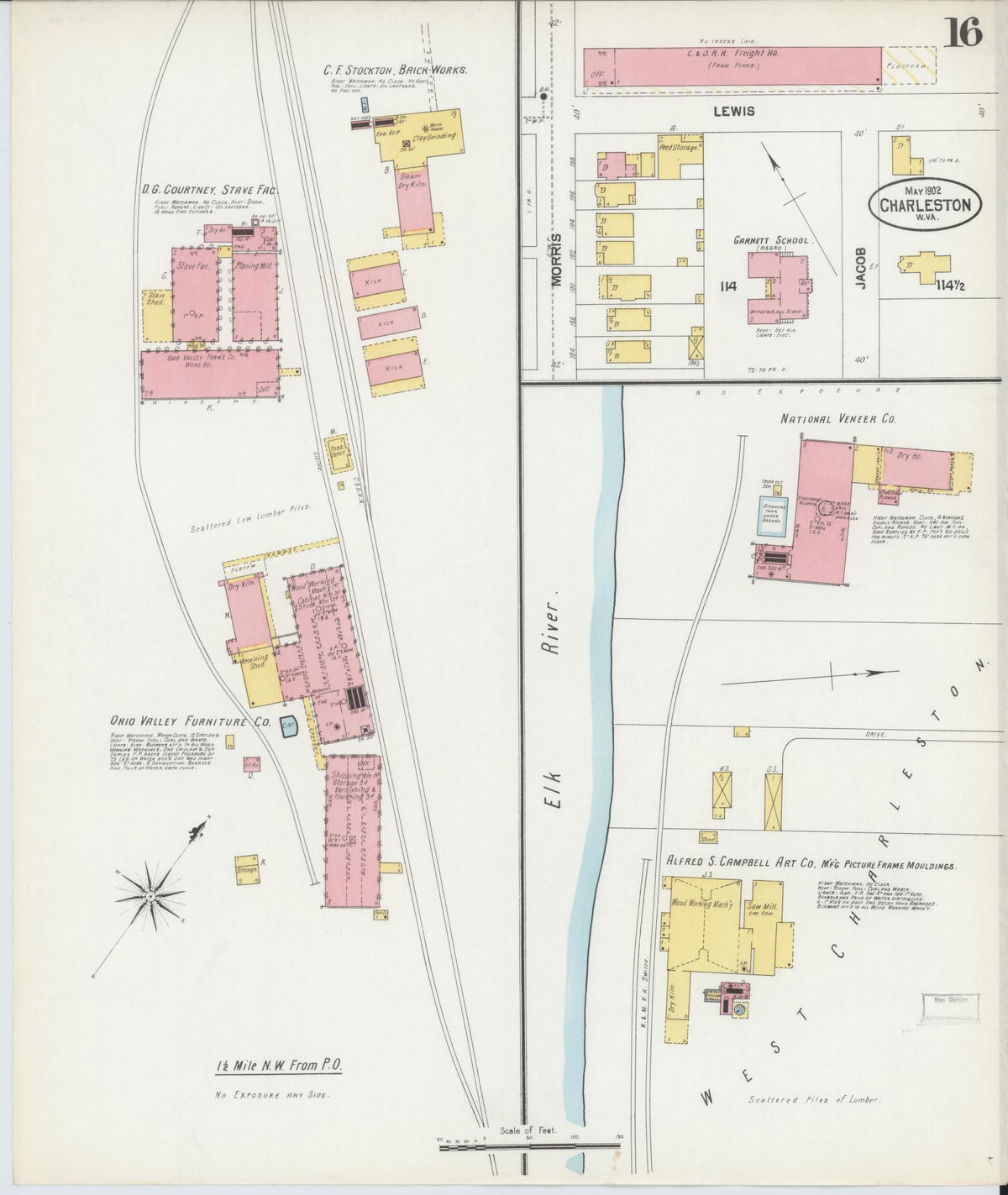 Sanborn Fire Insurance Map from Charleston, Kanawha County, West Virginia (1902), Sheet #0016 - Complete Map Set gallery image, historic Sanborn map, vintage wall art, West Virginia West Virginia