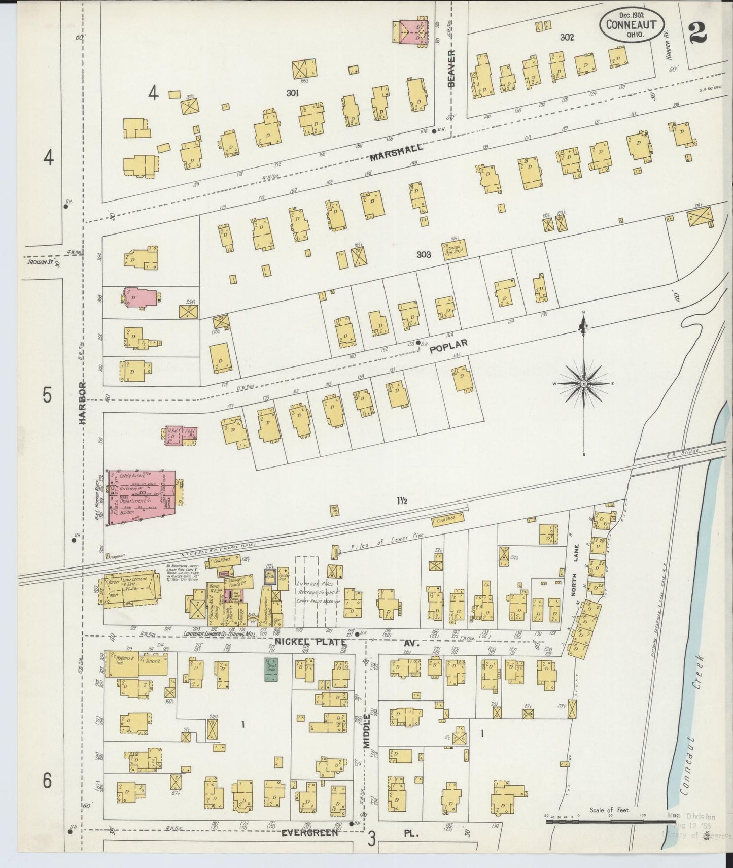 Sanborn Fire Insurance Map from Conneaut, Ashtabula County, Ohio (1902), Sheet #0002 - Complete Map Set gallery image, historic Sanborn map, vintage wall art, Ohio Ohio