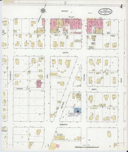 Sanborn Fire Insurance Map from Colchester, Mcdonough County, Illinois (1912), Sheet #0004 - Historic Sanborn Fire Insurance Map Print, vintage old map wall art, antique decor, genealogy gift, Illinois Illinois map