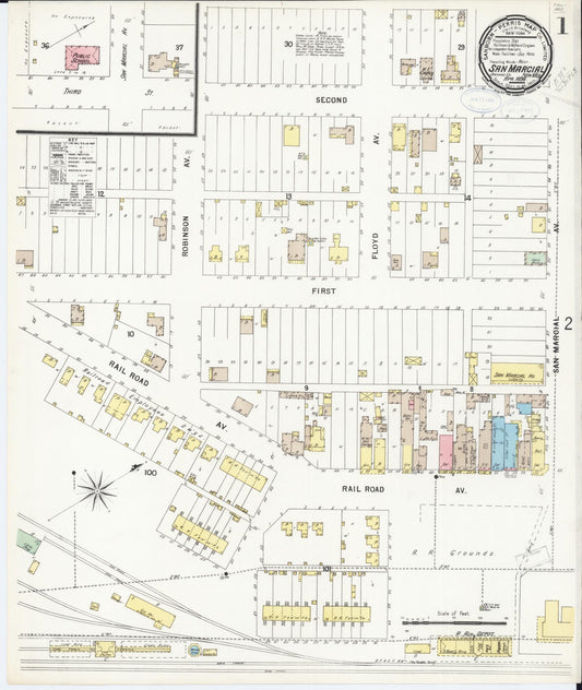 Sanborn Fire Insurance Map from San Marcial, Socorro County, New Mexico (1898), Sheet #0001 - Complete Map Set gallery image, historic Sanborn map, vintage wall art, New Mexico New Mexico