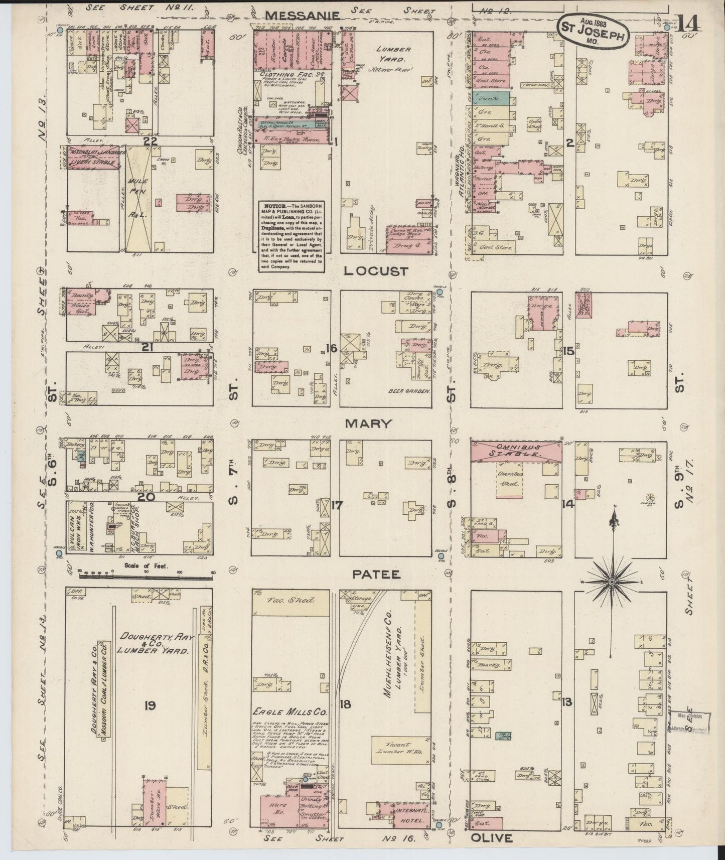 Sanborn Fire Insurance Map from Saint Joseph, Buchanan County, Missouri (1883), Sheet #0014 - Complete Map Set gallery image, historic Sanborn map, vintage wall art, Missouri Missouri