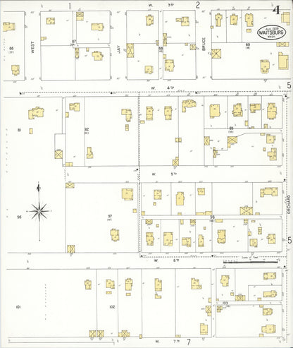 Sanborn Fire Insurance Map from Waitsburg, Walla Walla County, Washington (1909), Sheet #0004 - Complete Map Set gallery image, historic Sanborn map, vintage wall art, Washington Washington