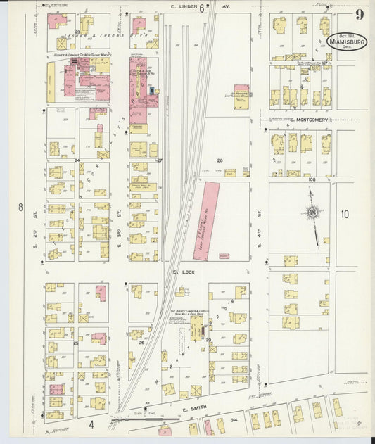 Sanborn Fire Insurance Map from Miamisburg, Montgomery County, Ohio (1911), Sheet #0009 - Historic Sanborn Fire Insurance Map Print, vintage old map wall art, antique decor, genealogy gift, Ohio Ohio map