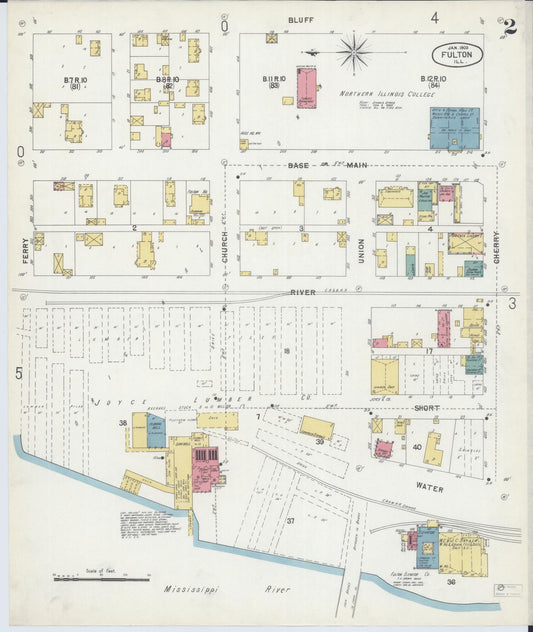 Sanborn Fire Insurance Map from Fulton, Whiteside County, Illinois (1903), Sheet #0002 - Historic Sanborn Fire Insurance Map Print, vintage old map wall art, antique decor, genealogy gift, Illinois Illinois map