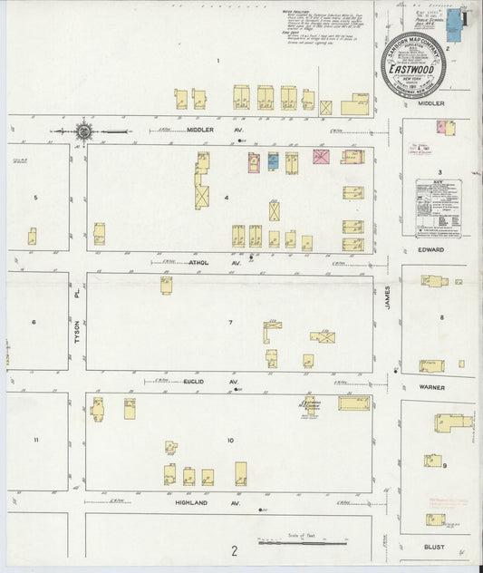 Sanborn Fire Insurance Map from Eastwood, Onandaga County, New York (1911), Sheet #0001 - Complete Map Set gallery image, historic Sanborn map, vintage wall art, New York New York