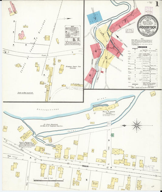 Sanborn Fire Insurance Map from Woodstock, Windsor County, Vermont (1904), Sheet #0001 - Complete Map Set gallery image, historic Sanborn map, vintage wall art, Vermont Vermont