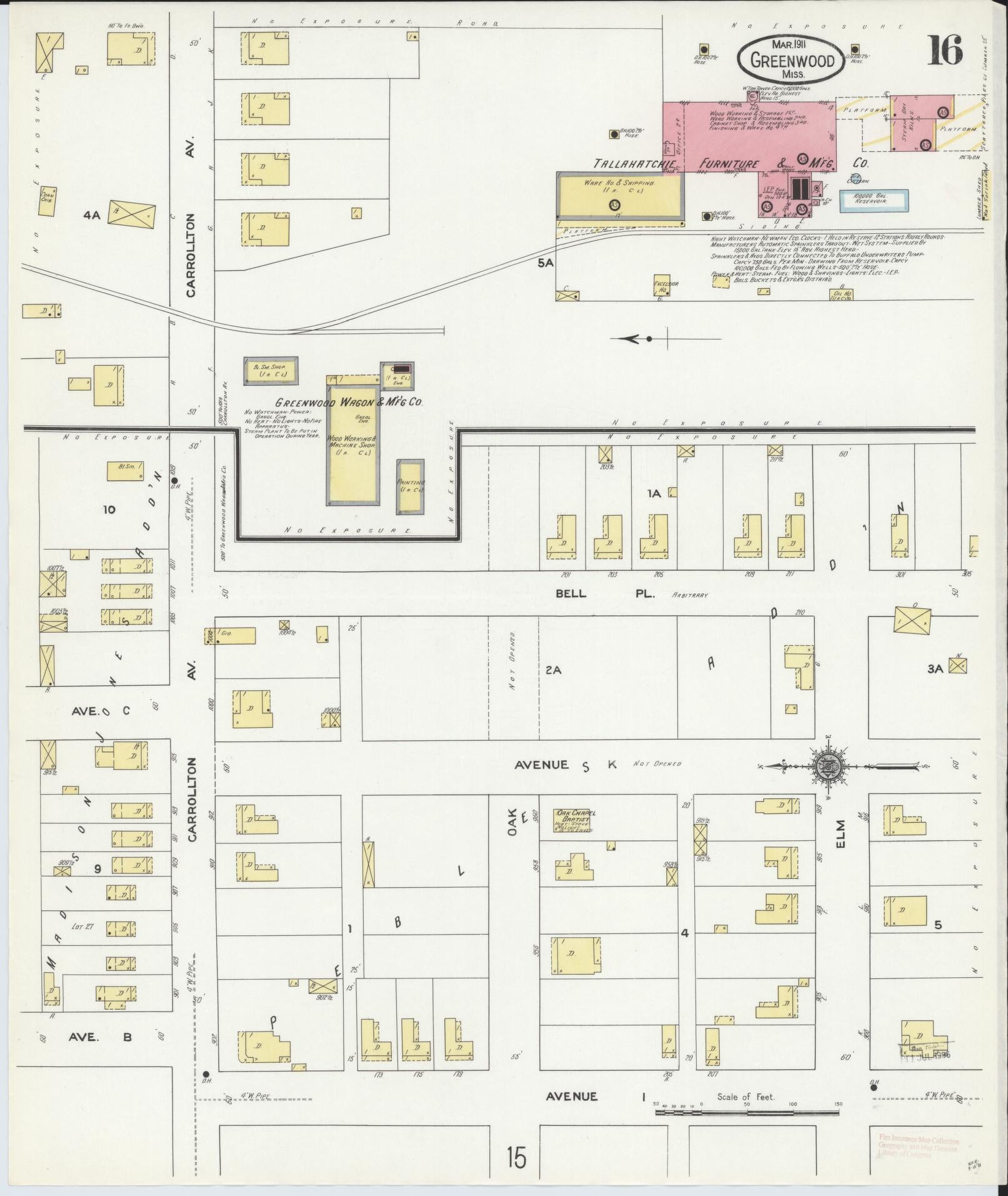 Sanborn Fire Insurance Map from Greenwood, Leflore County, Mississippi (1911), Sheet #0016 - Historic Sanborn Fire Insurance Map Print, vintage old map wall art, antique decor, genealogy gift, Mississippi Mississippi map