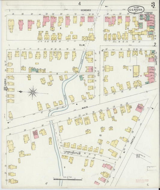 Sanborn Fire Insurance Map from Geneva, Ontario County, New York (1897), Sheet #0003 - Historic Sanborn Fire Insurance Map Print, vintage old map wall art, antique decor, genealogy gift, New York New York map