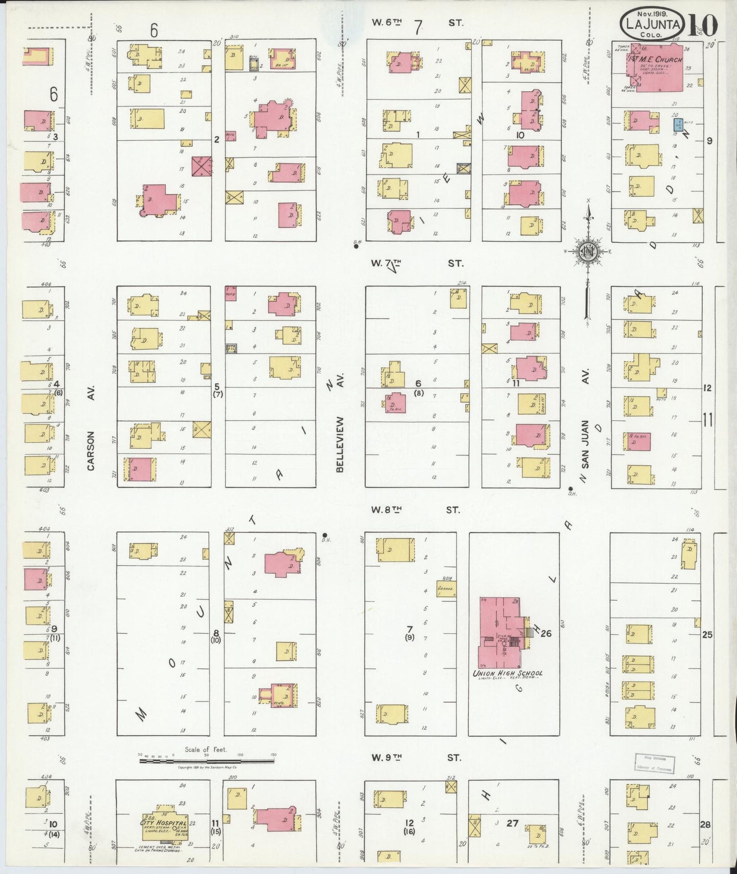 Sanborn Fire Insurance Map from La Junta, Otero County, Colorado (1919), Sheet #0010 - Complete Map Set gallery image, historic Sanborn map, vintage wall art, Colorado Colorado