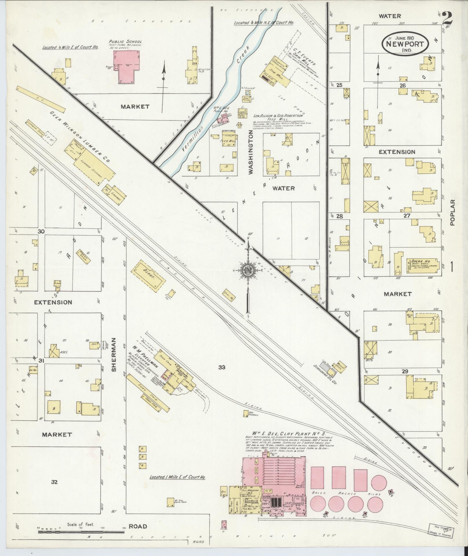 Sanborn Fire Insurance Map from Newport, Vermillion County, Indiana (1910), Sheet #0002 - Complete Map Set gallery image, historic Sanborn map, vintage wall art, Indiana Indiana