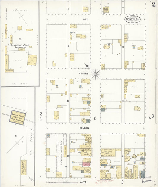 Sanborn Fire Insurance Map from Gonzales, Monterey County, California (1903), Sheet #0002 - Historic Sanborn Fire Insurance Map Print, vintage old map wall art, antique decor, genealogy gift, California California map