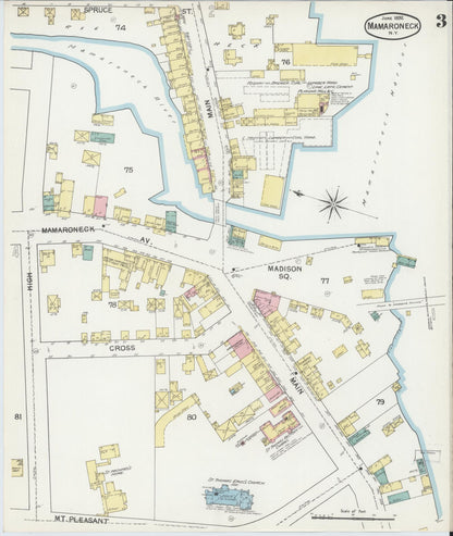 Sanborn Fire Insurance Map from Mamaroneck, Westchester County, New York (1892), Sheet #0003 - Complete Map Set gallery image, historic Sanborn map, vintage wall art, New York New York