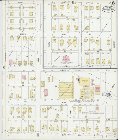 Sanborn Fire Insurance Map from Beardstown, Cass County, Illinois (1906), Sheet #0006 - Complete Map Set gallery image, historic Sanborn map, vintage wall art, Illinois Illinois