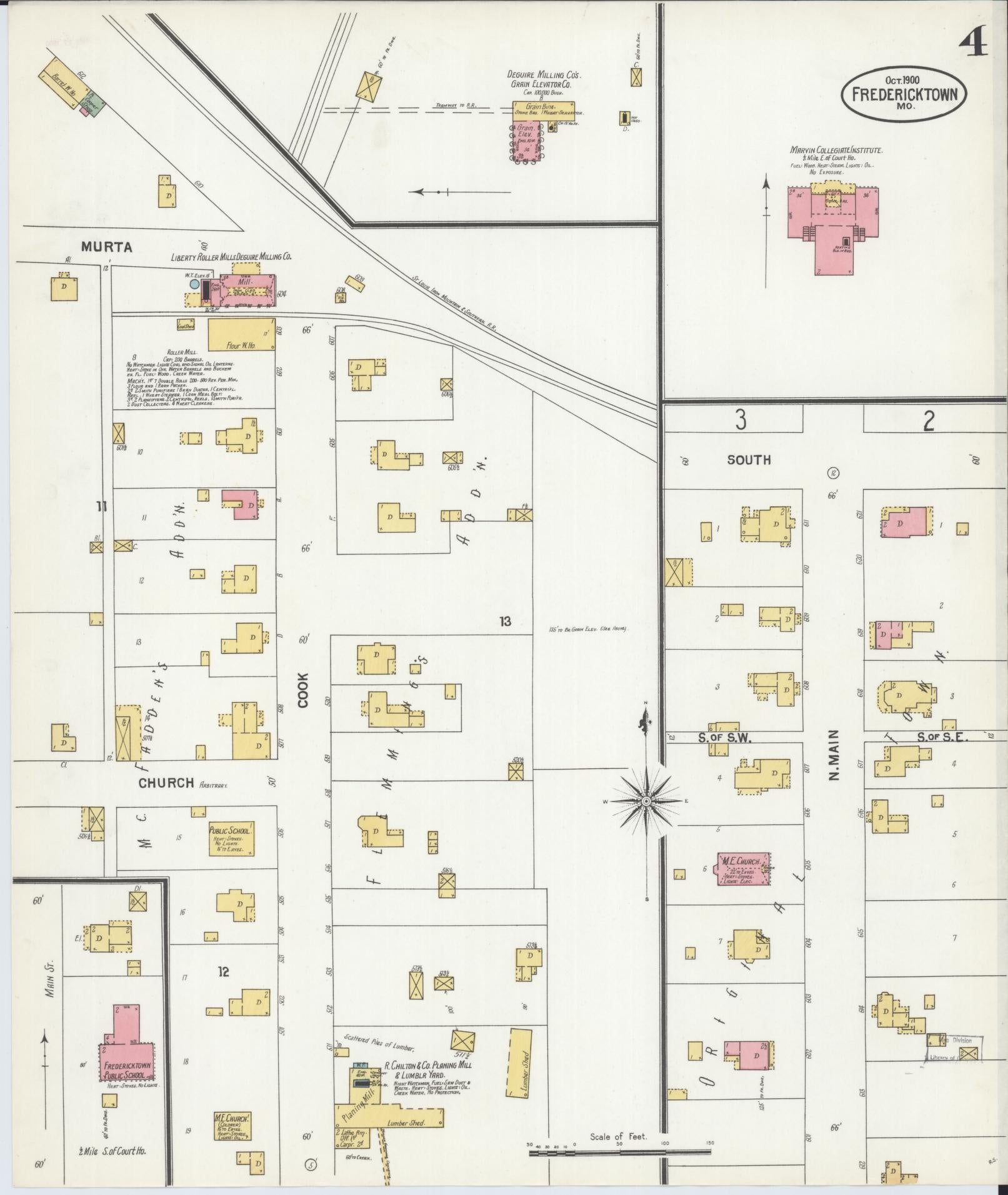 Sanborn Fire Insurance Map from Fredericktown, Madison County, Missouri (1900), Sheet #0004 - Complete Map Set gallery image, historic Sanborn map, vintage wall art, Missouri Missouri