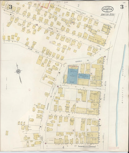 Sanborn Fire Insurance Map from Hampton, Rockingham County, New Hampshire (1942), Sheet #0003 - Complete Map Set gallery image, historic Sanborn map, vintage wall art, New Hampshire New Hampshire