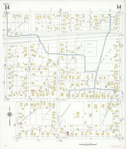 Sanborn Fire Insurance Map from Marion, Williamson County, Illinois (1937), Sheet #0014 - Complete Map Set gallery image, historic Sanborn map, vintage wall art, Illinois Illinois