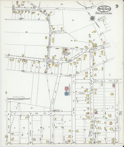 Sanborn Fire Insurance Map from Waynesboro, Independent Cities, Virginia (1920), Sheet #0009 - Complete Map Set gallery image, historic Sanborn map, vintage wall art, Virginia Virginia
