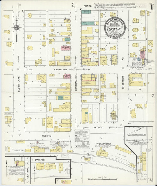 Sanborn Fire Insurance Map from Elbow Lake, Grant County, Minnesota (1909), Sheet #0001 - Complete Map Set gallery image, historic Sanborn map, vintage wall art, Minnesota Minnesota