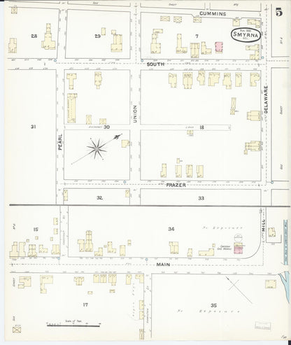Sanborn Fire Insurance Map from Smyrna, Kent County, Delaware (1891), Sheet #0005 - Complete Map Set gallery image, historic Sanborn map, vintage wall art, Delaware Delaware