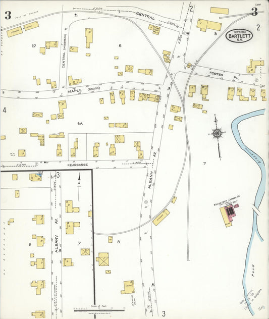 Sanborn Fire Insurance Map from Bartlett, Carroll County, New Hampshire (1923), Sheet #0003 - Historic Sanborn Fire Insurance Map Print, vintage old map wall art, antique decor, genealogy gift, New Hampshire New Hampshire map