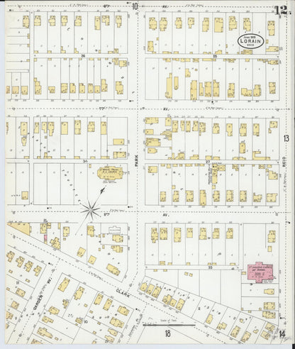 Sanborn Fire Insurance Map from Lorain, Lorain County, Ohio (1905), Sheet #0012 - Historic Sanborn Fire Insurance Map Print, vintage old map wall art, antique decor, genealogy gift, Ohio Ohio map