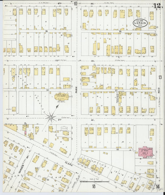 Sanborn Fire Insurance Map from Lorain, Lorain County, Ohio (1905), Sheet #0012 - Historic Sanborn Fire Insurance Map Print, vintage old map wall art, antique decor, genealogy gift, Ohio Ohio map