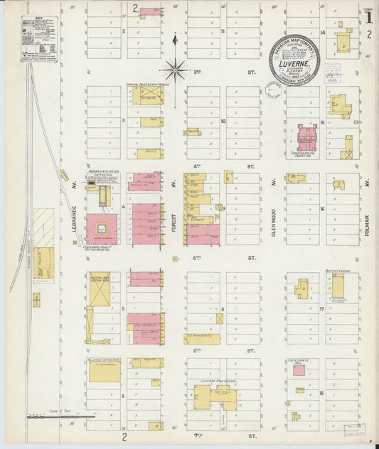 Sanborn Fire Insurance Map from Luverne, Crenshaw County, Alabama (1902), Sheet #0001 - Complete Map Set gallery image, historic Sanborn map, vintage wall art, Alabama Alabama