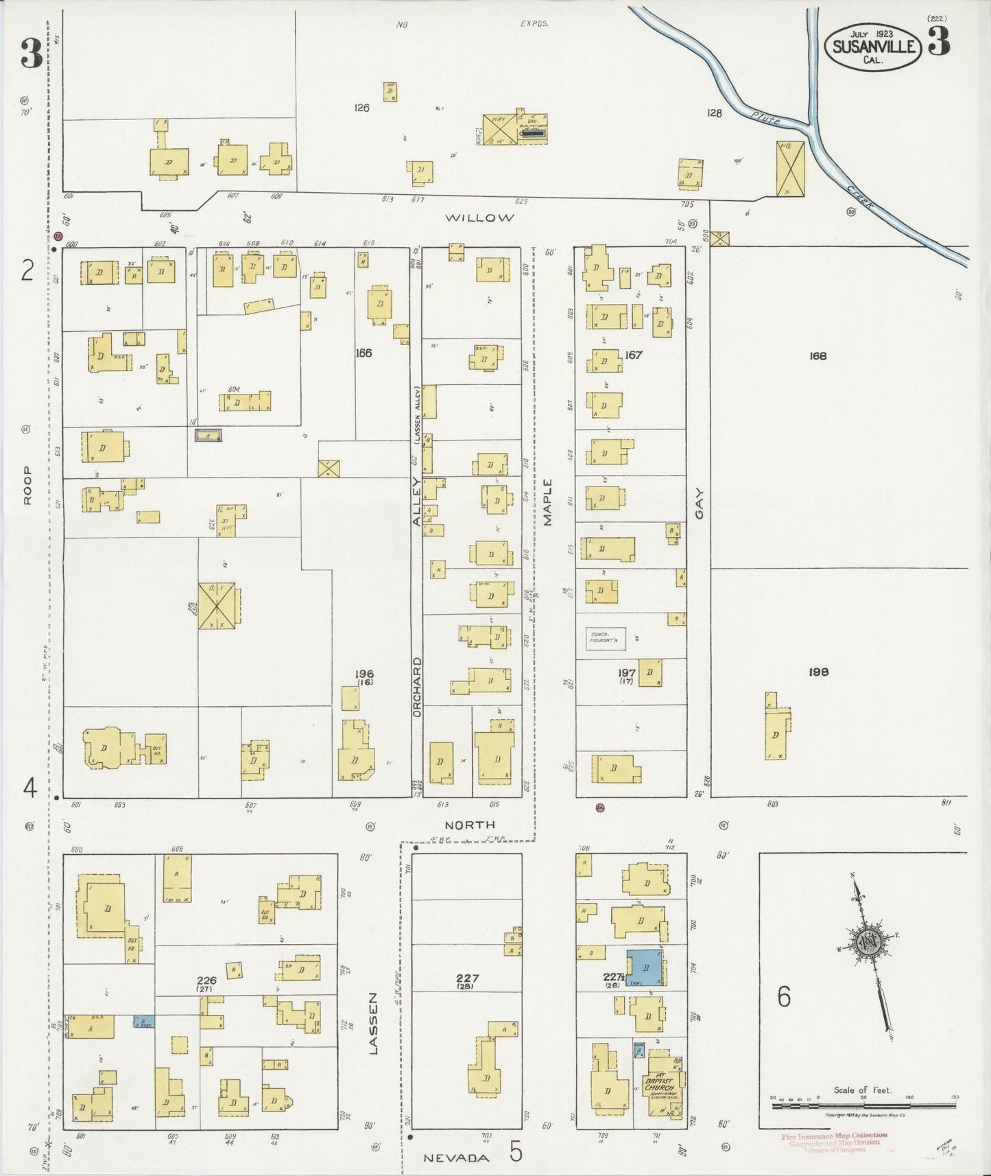 Sanborn Fire Insurance Map from Susanville, Lassen County, California (1923), Sheet #0003 - Complete Map Set gallery image, historic Sanborn map, vintage wall art, California California