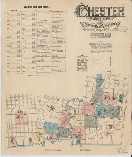 Sanborn Fire Insurance Map from Chester, Delaware County, Pennsylvania (1885), Sheet #0001 - Complete Map Set gallery image, historic Sanborn map, vintage wall art, Pennsylvania Pennsylvania
