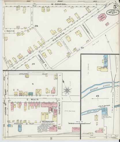 Sanborn Fire Insurance Map from Mount Joy, Lancaster County, Pennsylvania (1891), Sheet #0005 - Historic Sanborn Fire Insurance Map Print, vintage old map wall art, antique decor, genealogy gift, Pennsylvania Pennsylvania map