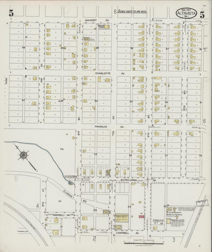Sanborn Fire Insurance Map from Altavista, Campbell County, Virginia (1925), Sheet #0005 - Complete Map Set gallery image, historic Sanborn map, vintage wall art, Virginia Virginia