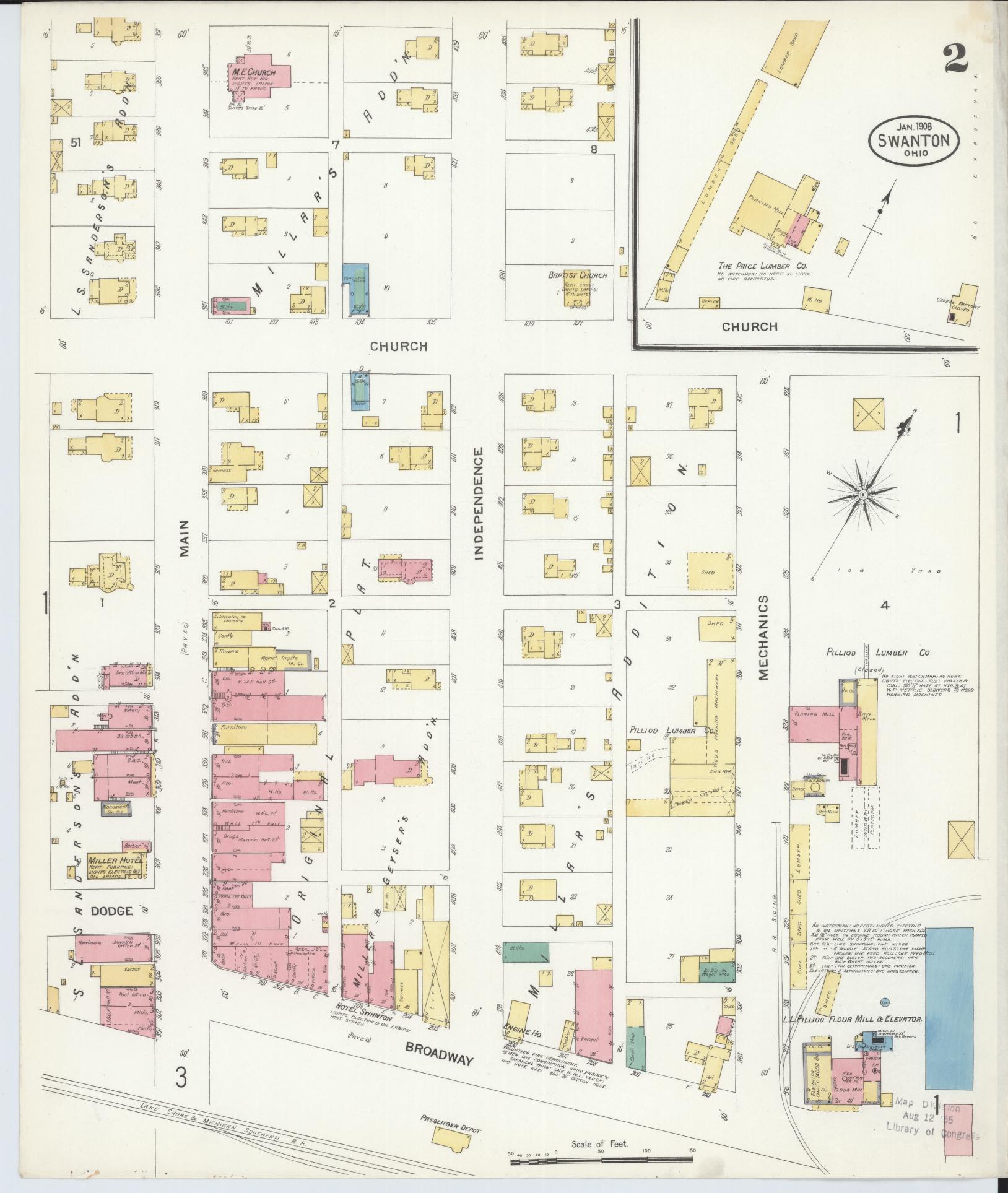 Sanborn Fire Insurance Map from Swanton, Fulton County, Ohio (1908), Sheet #0002 - Complete Map Set gallery image, historic Sanborn map, vintage wall art, Ohio Ohio