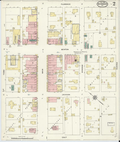 Sanborn Fire Insurance Map from Windsor, Henry County, Missouri (1909), Sheet #0002 - Complete Map Set gallery image, historic Sanborn map, vintage wall art, Missouri Missouri