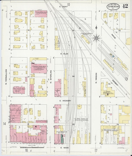 Sanborn Fire Insurance Map from Streator, La Salle County, Illinois (1909), Sheet #0012 - Historic Sanborn Fire Insurance Map Print, vintage old map wall art, antique decor, genealogy gift, Illinois Illinois map