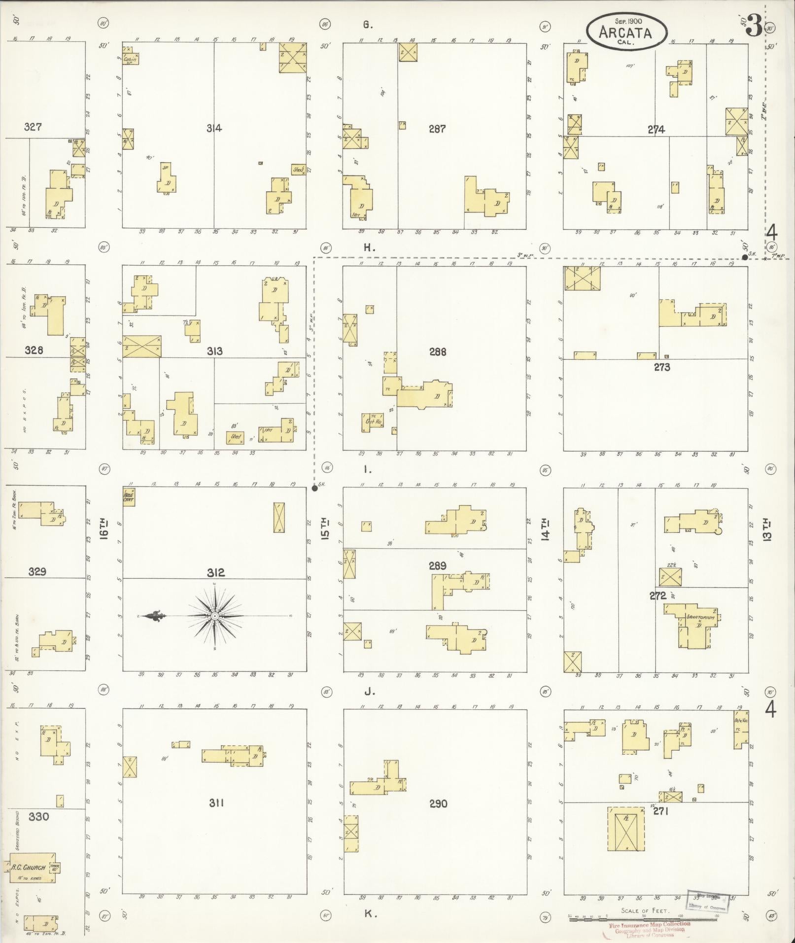 Sanborn Fire Insurance Map from Arcata, Humboldt County, California (1900), Sheet #0003 - Historic Sanborn Fire Insurance Map Print, vintage old map wall art, antique decor, genealogy gift, California California map
