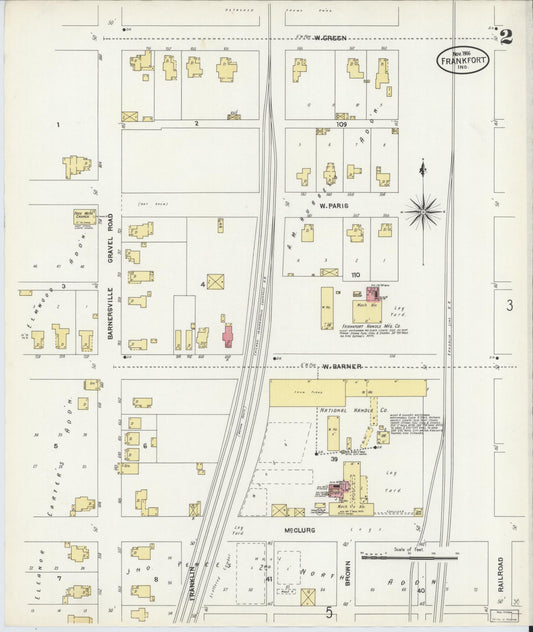 Sanborn Fire Insurance Map from Frankfort, Clinton County, Indiana (1906), Sheet #0002 - Historic Sanborn Fire Insurance Map Print, vintage old map wall art, antique decor, genealogy gift, Indiana Indiana map